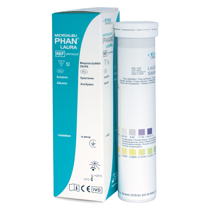 Тест-смужки для експрес аналізу сечі на 2 параметри №50 Мікроальбуфан Лаура